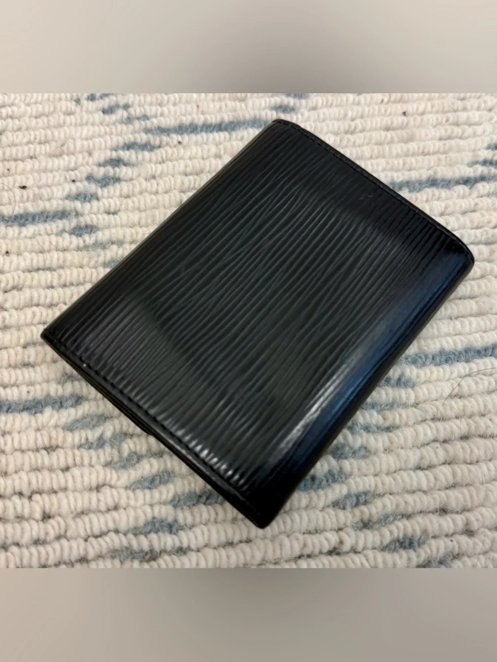 LOUIS VUITTON Unisex Classic Sleek Black Epi-Porte Monnaie Simple Coin Purse